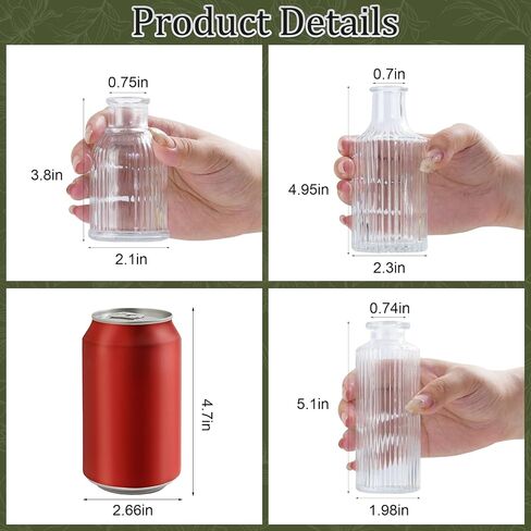 Mini Ribbed Glass Bud Vases Set of 6, Small Fluted Glass Flower Vases for Wedding Reception Centerpieces, Tabletop Decorations, Modern Home Decor in Saudi Arabia