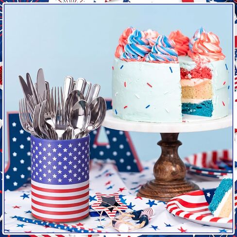 LemonRoad 6 Set Patriotic Table Centerpieces Patriotic Vases with Removable Foam Blocks Red White and Blue Flower Box Cardboard Vases for Flowers Mason Jars Utensil Holder for Home 4th of July in Saudi Arabia
