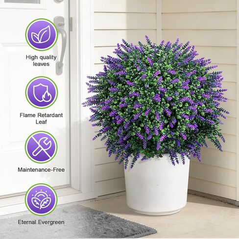 27" Artificial Outdoor Lavender Boxwood Topiary Ball Tree, Set of 2 UV Resistant Faux Silk Shrubs with Ground Spikes, Large Fake Boxwood Plants bushes for Garden, Porch, Patio Decor and Reception in Saudi Arabia