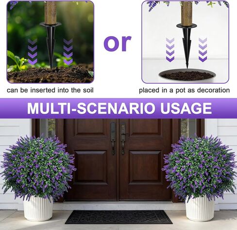 27" Artificial Outdoor Lavender Boxwood Topiary Ball Tree, Set of 2 UV Resistant Faux Silk Shrubs with Ground Spikes, Large Fake Boxwood Plants bushes for Garden, Porch, Patio Decor and Reception in Saudi Arabia