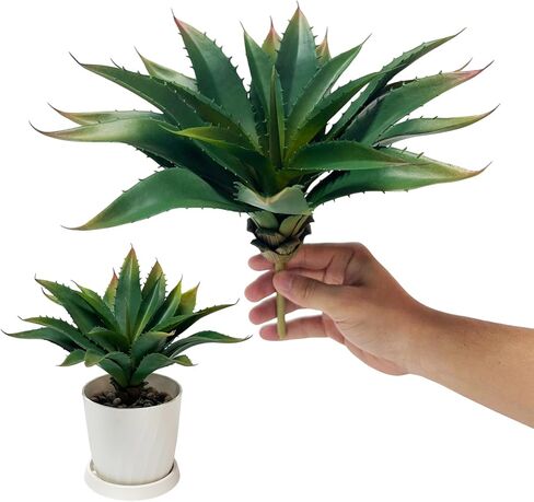 نبات الصبار الاصطناعي مقاس 12.5 بوصة - نباتات عصارية صناعية كبيرة (بدون أصيص)، نباتات وهمية واقعية لديكور المنزل في الداخل والخارج (أخضر) in Kuwait