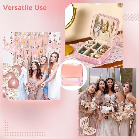 12 Pcs Pink Mini Travel Jewelry Case, Small PU Leather Earring Organizer, Portable Bridesmaid Proposal Gift Boxes for Necklace, Rings, 3.9 x 3.9 x 2 in in Saudi Arabia