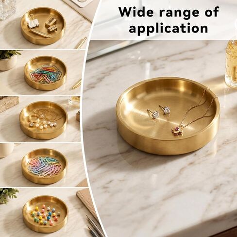 Gold Trinket Tray, 3.5in Jewelry Tray Gold Decor Holder Small Jewelry Dish Ring Dish Fine Trinket Bowl for Women and Men, Valentines Day Gifts in Saudi Arabia