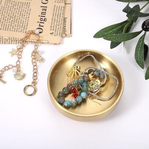 Gold Trinket Tray, 3.5in Jewelry Tray Gold Decor Holder Small Jewelry Dish Ring Dish Fine Trinket Bowl for Women and Men, Valentines Day Gifts in Saudi Arabia