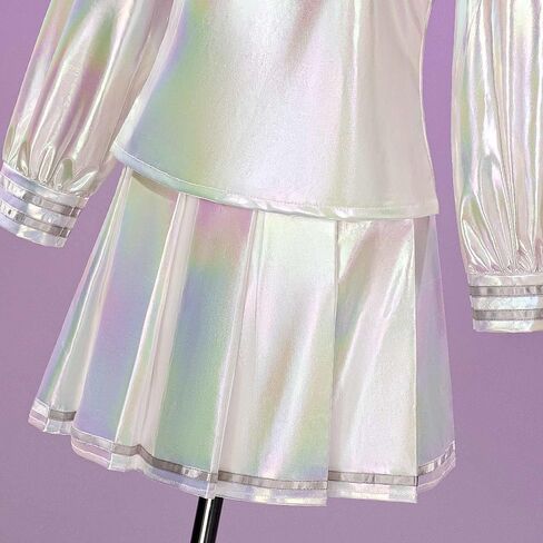 Women Cosplay Game Streamer Costumes Laser School Uniform with Cute Hair Clip for Halloween Party in Saudi Arabia