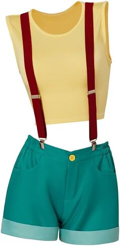MelangCos Women Misty Costume Anime Cosplay Crop Top Shorts Suspender Set for Halloween Party in Kuwait