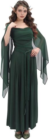 Medieval Renaissance Fairy Dress Women Ren Faire Cosplay Outfit Green Elf Fantasy Costume Dresses in Saudi Arabia
