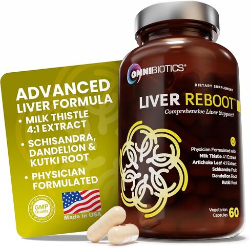 OmniBiotics Liver Detox Supplement, Liver Cleanse Support | Milk Thistle Extract, Globe Artichoke, Dandelion Root | 60 Vegan Capsules in Kuwait