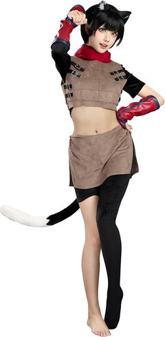 miccostumes Women's Costume Ninja Cat Cosplay Short Top and Vest with Apron and Pants in Kuwait