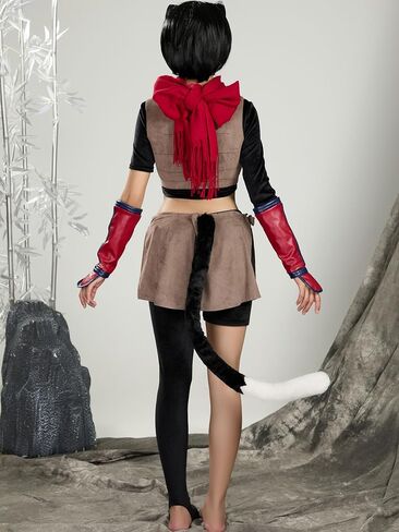 miccostumes Women's Costume Ninja Cat Cosplay Short Top and Vest with Apron and Pants in Kuwait