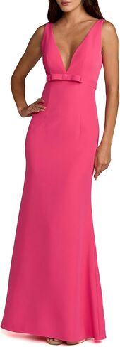 Crepe Sleeveless V Neck Mermaid Gown with Bow in Saudi Arabia