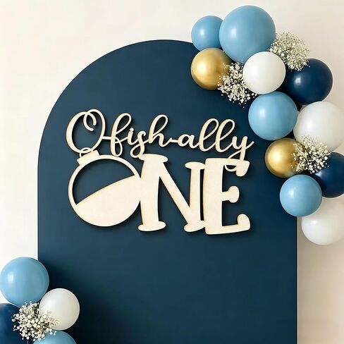 O-Fish-ally One Sign for Backdrop,Wooden Ofishally One Birthday Decorations for Boy,Our Little Man Is Ofishally Turning Theme,Under the Sea Baby Shower,Retirement Party Decorations in Saudi Arabia