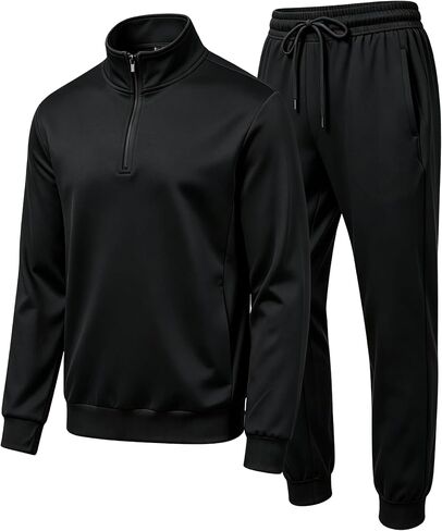 Mens Sweatsuit 2 Piece Set Tracksuit for Men Quarter Zip Pullover Sweat Suits Mens Jogging Suits Athletic Outfit in Saudi Arabia