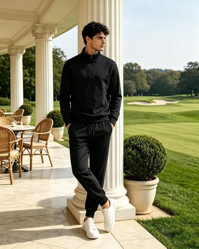 Mens Sweatsuit 2 Piece Set Tracksuit for Men Quarter Zip Pullover Sweat Suits Mens Jogging Suits Athletic Outfit in Saudi Arabia