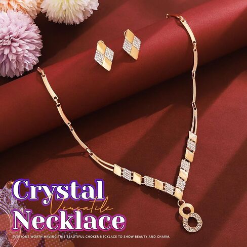 JAKAWIN Infinity Necklace and Earring Set Gold '8' Rhinestone Wedding Jewelry for Women in Saudi Arabia