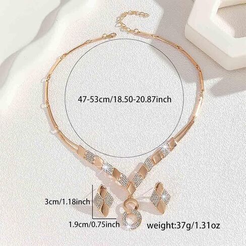JAKAWIN Infinity Necklace and Earring Set Gold '8' Rhinestone Wedding Jewelry for Women in Saudi Arabia