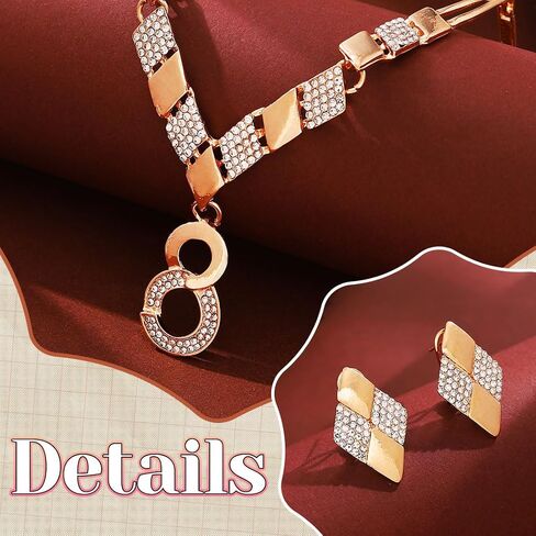 JAKAWIN Infinity Necklace and Earring Set Gold '8' Rhinestone Wedding Jewelry for Women in Saudi Arabia