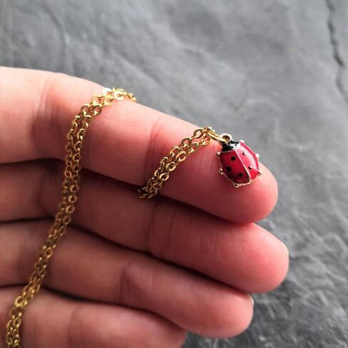 Ladybug Necklace and Earrings Set Cute Ladybug Jewelry Insect Pendant Necklace for Women Nature Bug Accessories Gifts in Saudi Arabia