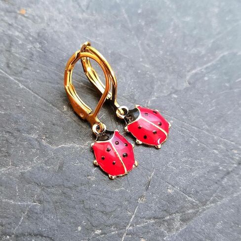 Ladybug Necklace and Earrings Set Cute Ladybug Jewelry Insect Pendant Necklace for Women Nature Bug Accessories Gifts in Saudi Arabia