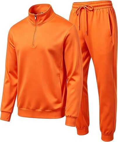 Mens Sweatsuit 2 Piece Set Tracksuit for Men Quarter Zip Pullover Sweat Suits Mens Jogging Suits Athletic Outfit in Saudi Arabia