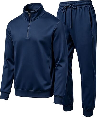 Mens Sweatsuit 2 Piece Set Tracksuit for Men Quarter Zip Pullover Sweat Suits Mens Jogging Suits Athletic Outfit in Saudi Arabia