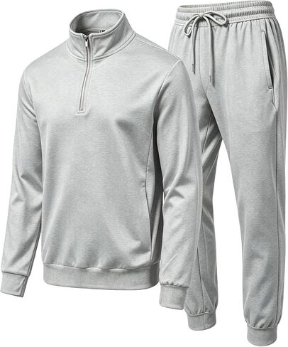 Mens Sweatsuit 2 Piece Set Tracksuit for Men Quarter Zip Pullover Sweat Suits Mens Jogging Suits Athletic Outfit in Saudi Arabia