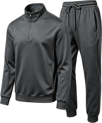 Mens Sweatsuit 2 Piece Set Tracksuit for Men Quarter Zip Pullover Sweat Suits Mens Jogging Suits Athletic Outfit in Saudi Arabia