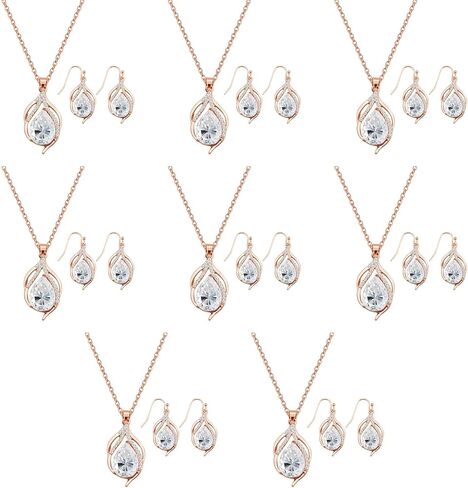 Bridesmaid Jewelry Set for Women 1-4-6-8 Sets Teardrop Necklace Earring Set for Wedding Party Gift in Saudi Arabia