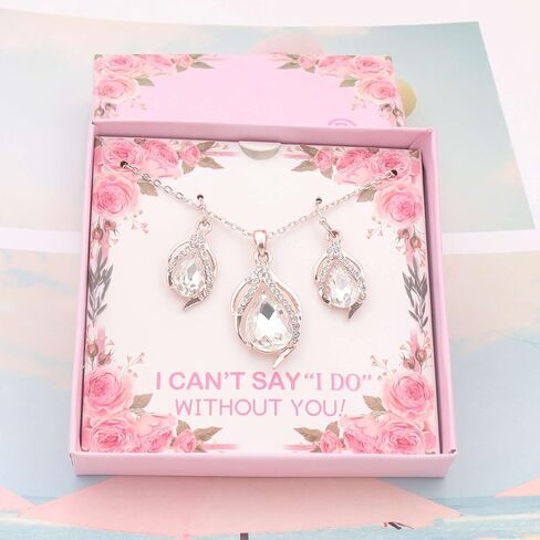 Bridesmaid Jewelry Set for Women 1-4-6-8 Sets Teardrop Necklace Earring Set for Wedding Party Gift in Saudi Arabia