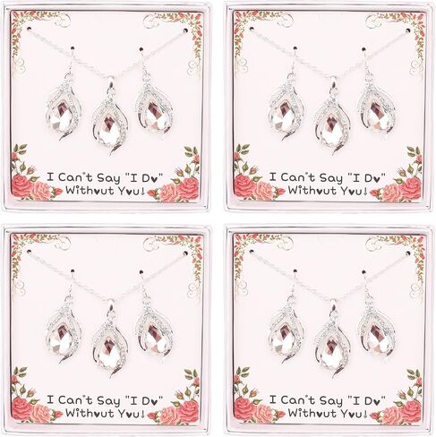 Bridesmaid Jewelry Set for Women 1-4-6-8 Sets Teardrop Necklace Earring Set for Wedding Party Gift in Saudi Arabia