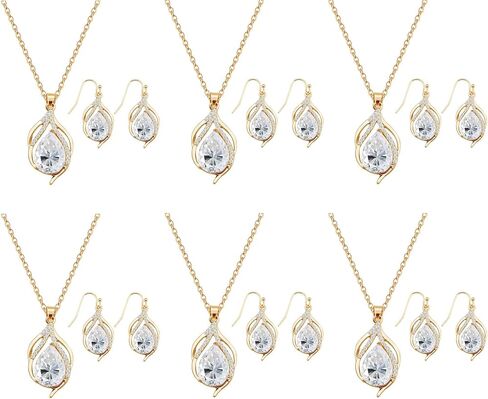 Bridesmaid Jewelry Set for Women 1-4-6-8 Sets Teardrop Necklace Earring Set for Wedding Party Gift in Saudi Arabia