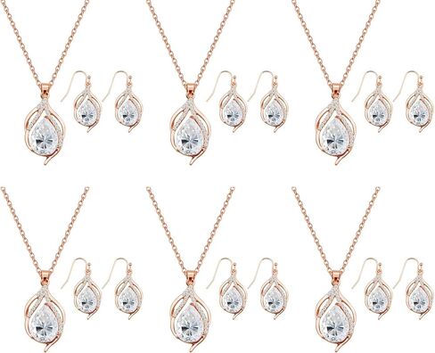 Bridesmaid Jewelry Set for Women 1-4-6-8 Sets Teardrop Necklace Earring Set for Wedding Party Gift in Saudi Arabia