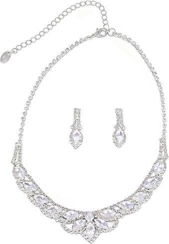 Elegant Necklace and Earrings Set for Women, Sparkling Cubic Zirconia Crystal Wedding Jewelry, Bridal Party, Evening Dinner Gift in Saudi Arabia