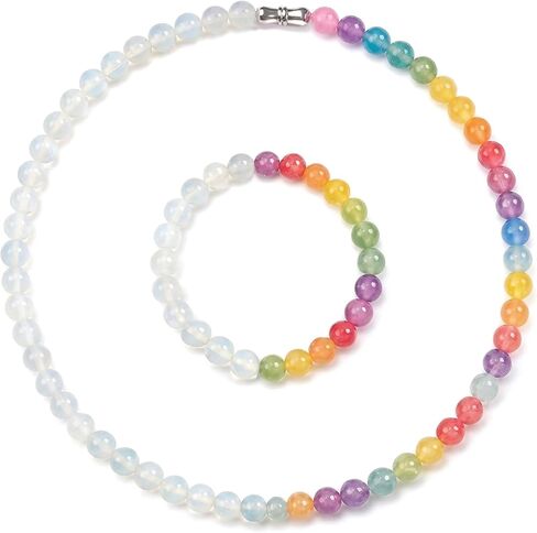 Dopamine Color Changing Necklace Bracelet UV Reactive Jewelry Colorful Rainbow Beaded Bracelet Necklace Earrings Summer Beach Vacation Accessories Dopamine Inspired Gift for Women in Saudi Arabia