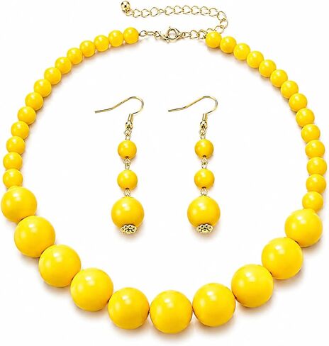 Boho Beaded Necklace and Earrings Set for Women, Colorful Beach Jewelry Set, Bohemian Statement Necklace Set in Purple Blue Red Yellow, Summer Vacation Festival Accessories in Saudi Arabia