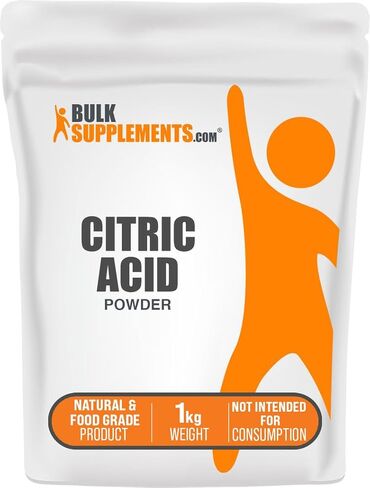 BulkSupplements.com مسحوق حمض الستريك - درجة الطعام من حمض الستريك، لتعزيز النكهة والتنظيف، حمض الستريك لقنابل الحمام - لا مائي وخالي من الغلوتين، 1 كجم (2.2 رطل) (عبوة من قطعة واحدة) in Kuwait