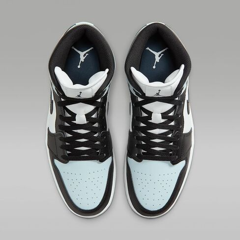 حذاء Air Jordan 1 Mid للرجال (أسود/هالة/أبيض/أزرق مربع) in Kuwait