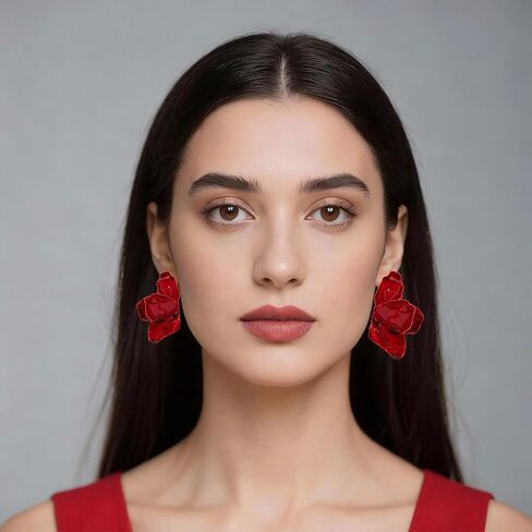 Big Flower Earrings for Women, Floral Dangle Earrings, Bohemian Statement Petal Drop Earrings, Trendy Summer Beach Jewelry Gifts for Wedding, Party, Prom in Saudi Arabia