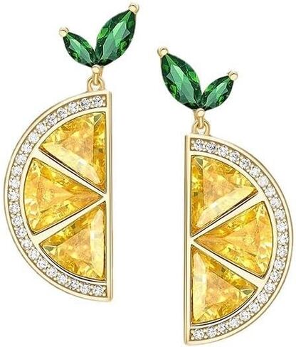 WCRAZYE Lemon Earrings for Women Chic Cute Rhinestone Crystal Fruits Drop Dangle Earrings Dainty Fruit Gold Earring Yellow Orange Charm Birthday Valentine's Day Mother's Day Cosplay Gift in Kuwait