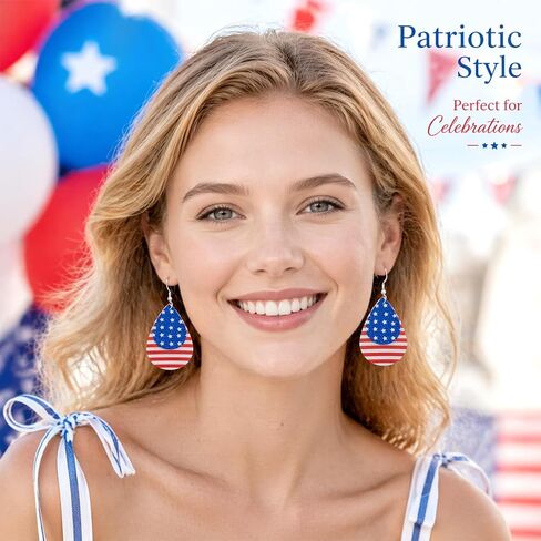 4th of July Earrings for Women American Flag Dangle Earring Patriotic Earrings USA Independence Day Jewelry 4th of July Accessories Red White Blue Gifts 250 Anniversary America Celebration in Saudi Arabia