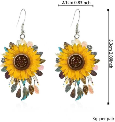 Bohemian Sunflower Earrings for Women Acrylic Flower Dangle Drop Earrings Summer Jewelry in Kuwait