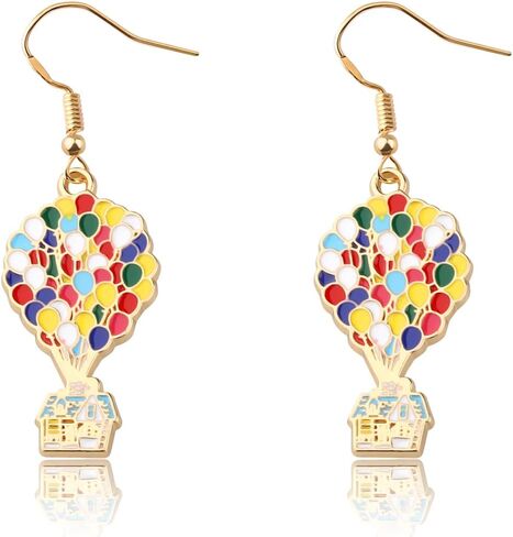 PLITI Carl And Ellie Earrings Adventure Awaits Rainbow Balloon Gift Flying Balloon House Gift Anniversary Wedding Gifts in Kuwait
