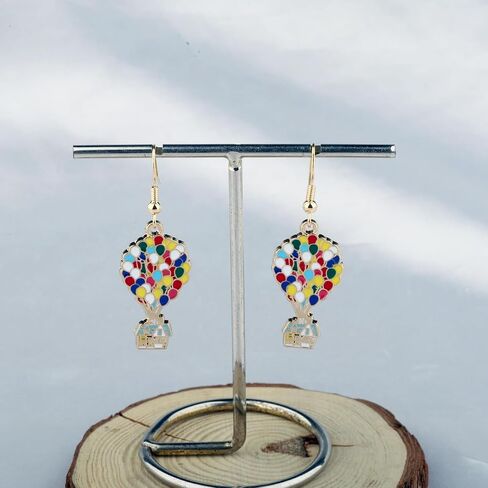 PLITI Carl And Ellie Earrings Adventure Awaits Rainbow Balloon Gift Flying Balloon House Gift Anniversary Wedding Gifts in Kuwait