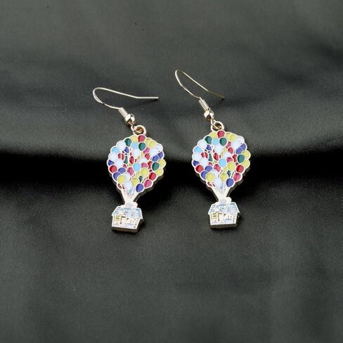 PLITI Carl And Ellie Earrings Adventure Awaits Rainbow Balloon Gift Flying Balloon House Gift Anniversary Wedding Gifts in Kuwait