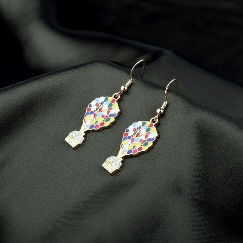 PLITI Carl And Ellie Earrings Adventure Awaits Rainbow Balloon Gift Flying Balloon House Gift Anniversary Wedding Gifts in Kuwait
