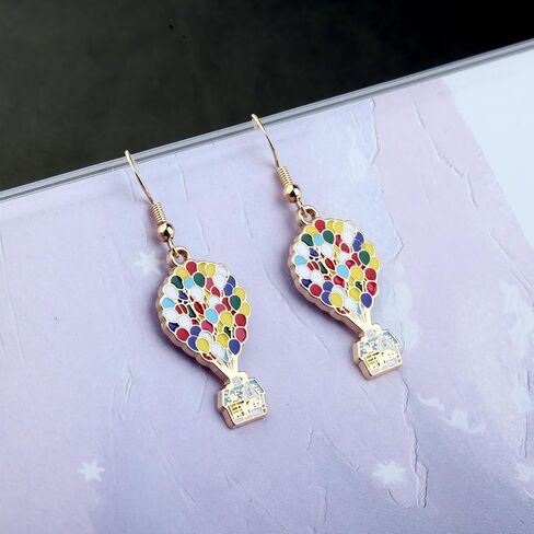 PLITI Carl And Ellie Earrings Adventure Awaits Rainbow Balloon Gift Flying Balloon House Gift Anniversary Wedding Gifts in Kuwait