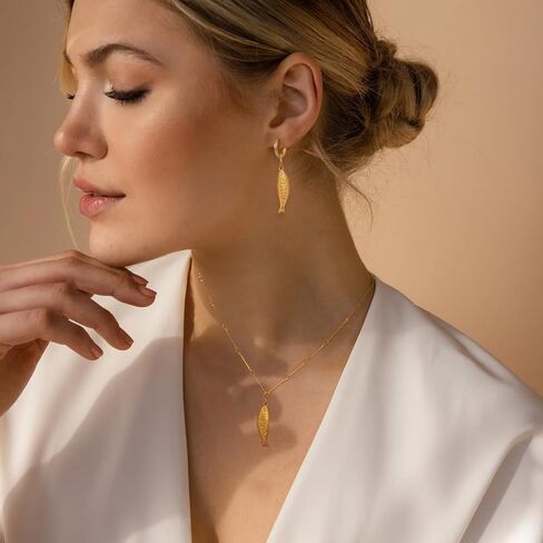 Gold Fish Dangle Earrings for Women, Fun Ocean-Inspired Hoop and Drop Styles for Summer Beach Look in Kuwait