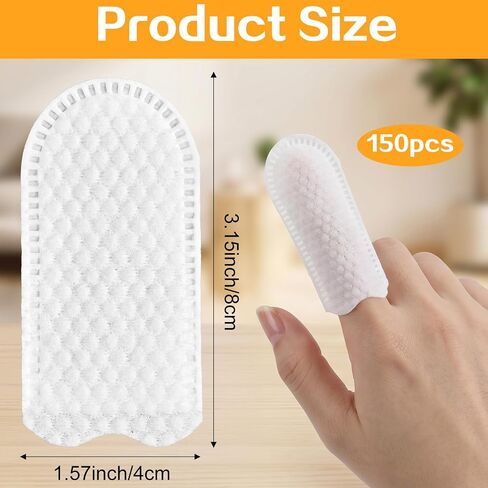 150 Pcs Dogs Cleaning Cloth Fingers Dog Ear Wipes for Pet Cotton Finger Cots Gauze Pads Cots Fingers Gloves Disposable Gauze Sleeve Protection Tips Breathable for Cat Teeth Cleanings Grooming Nail in Kuwait