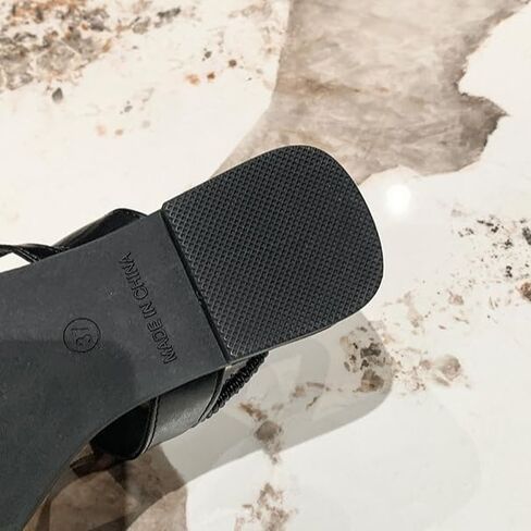 Summer Sandals for Women - Vegan Leather Beach Slip on Lightweight Double Elastic Strap Sandals Black in Kuwait