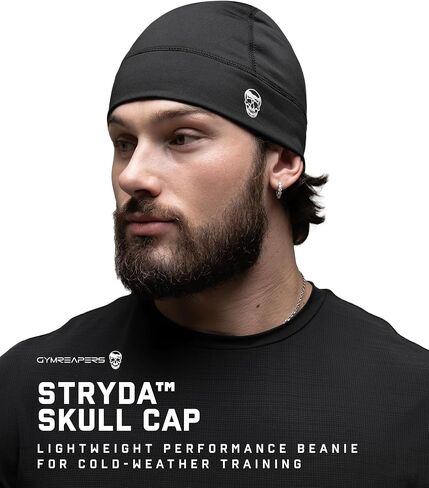 Gymreapers Skull Cap for Men & Women - Lightweight Breathable Helmet Liner Beanie Hat for Cold Weather, Cycling, Running, Outdoor Sports, Motorcycle & Workouts Black in Kuwait